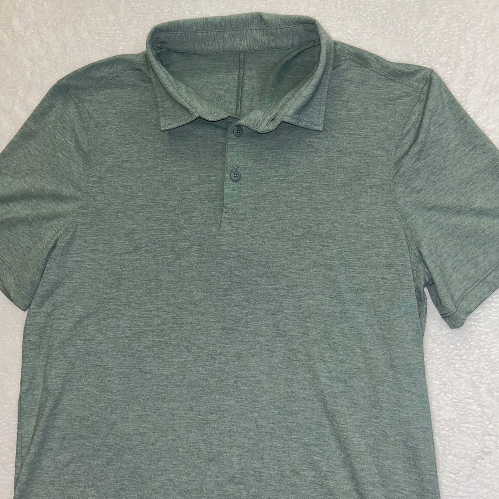 Lululemon Evolution Polo Shirt Short Sleeve Men Size Small Green Heathered Tech